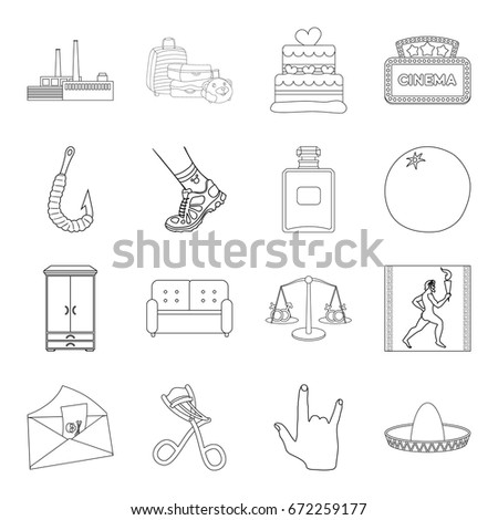 furniture, sports, medicine and other web icon in outline style.cosmetics, history, mail icons in set collection.