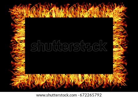 it is fire picture frame isolated on black.