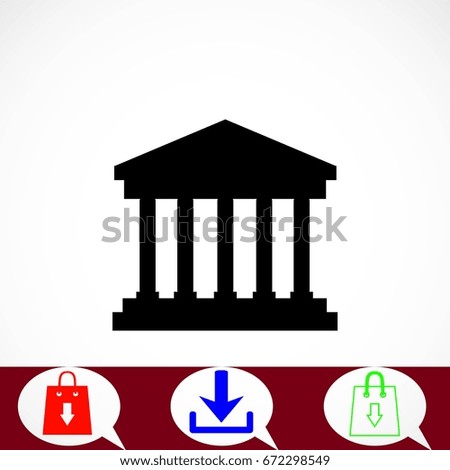 bank building icon, flat design best vector icon