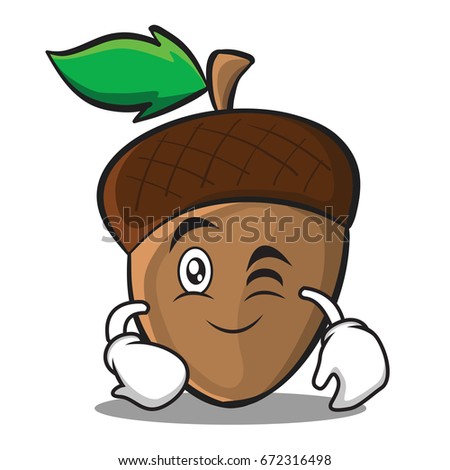 Wink acorn cartoon character style