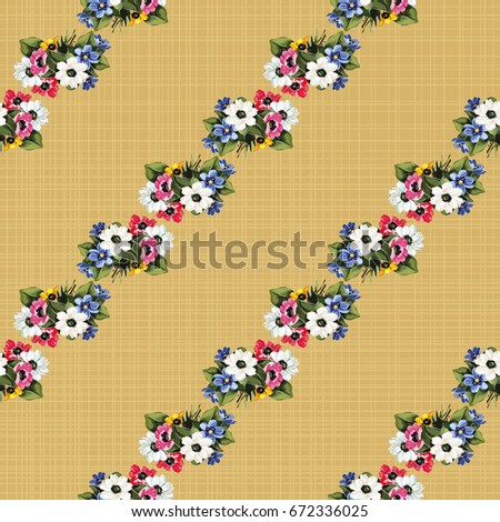 Seamless floral pattern with colored flowers Vector Illustration EPS8