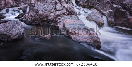 Hogenakkal Falls on river Kaveri. It is located in the Dharmapuri district of the southern Indian state of Tamil Nadu - motion blur