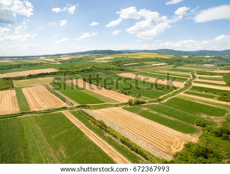 Agricultural fields, aerial view