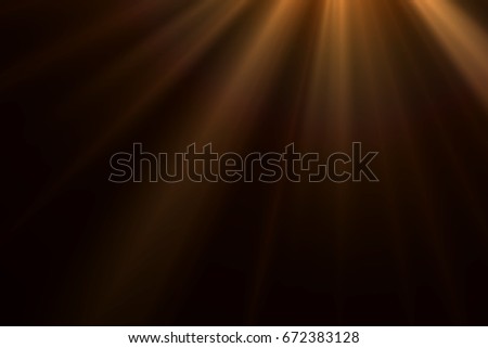 Warm sun rays light effects isolated on black background for overlay design 
