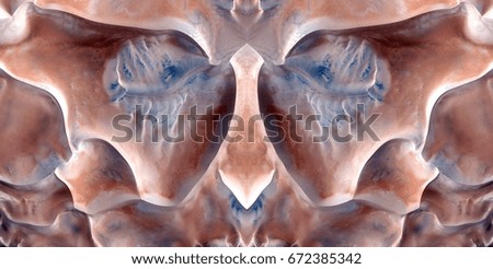 Alien sand, Tribute to Dalí, abstract symmetrical photograph of the deserts of Africa from the air, aerial view, abstract expressionism, mirror effect, symmetry, kaleidoscopic