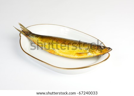Smoked herring isolated on a white background