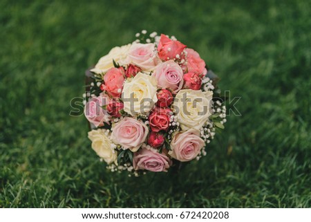 bride bouquet on a grass