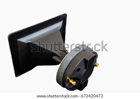 Black Audio Speaker Isolated on White Background Front View