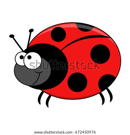 Cute cartoon ladybug. Vector illustration. Smiling ladybug.