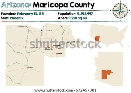 Large and detailed map of Maricopa county in Arizona