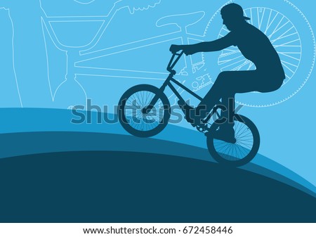 Bicycle extreme freestyle rider action vector abstract background