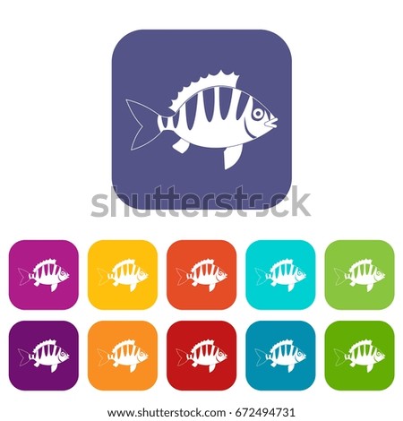 Perch icons set vector illustration in flat style In colors red, blue, green and other