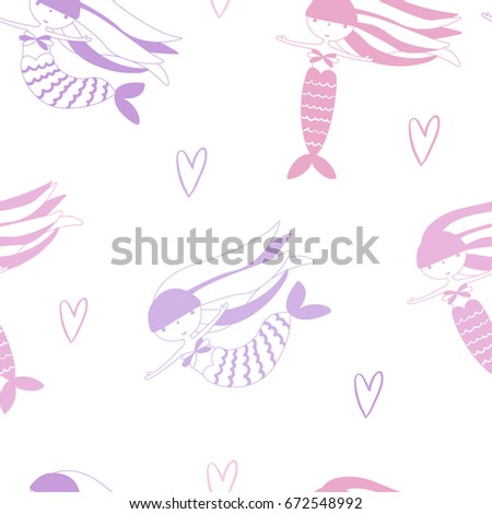 mermaid seamless vector pattern