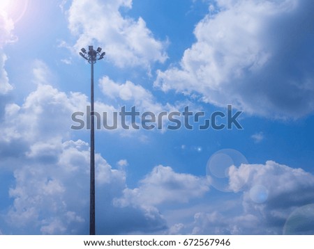 Cloudy on blue sky with electric pole ,Panoramic view,A lot of clouds