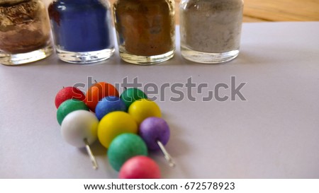 Color paints on white background with Colorful bubbles
