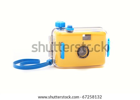 Waterproof underwater camera isolated on white background