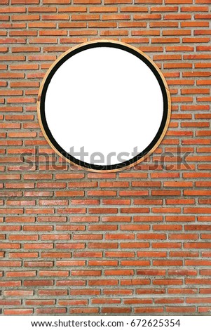 Circular gaps, White circle on clerical clips on the brick wall, Leave it for text input.