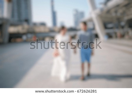 Picture blur of sweet bride and groom in pre wedding.