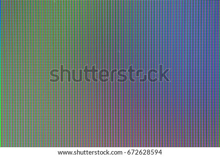 Close up LED display with color shades for screen technology Royalty-Free Stock Photo #672628594