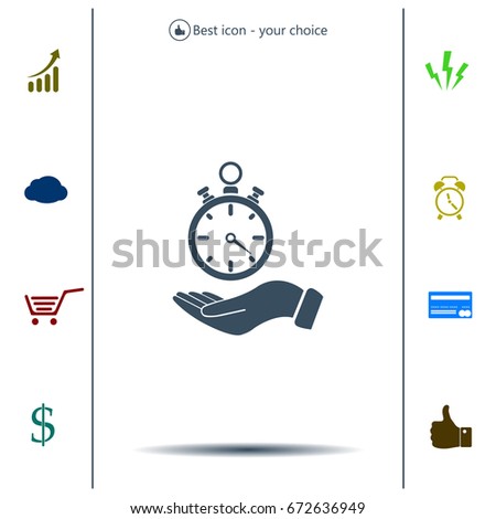 flat hand giving the clock icon 