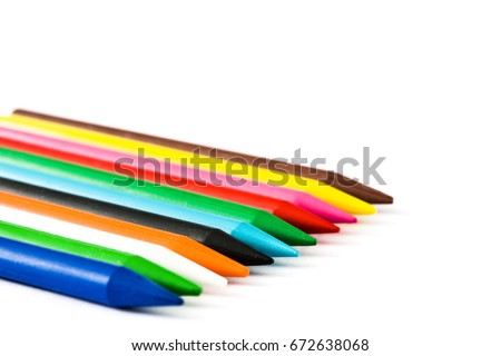 Colorful crayons isolated on white background
