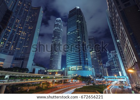 Night traffic in Central Hong Kong
