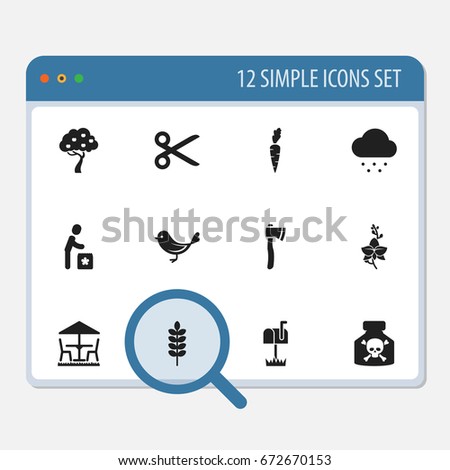 Set Of 12 Editable Planting Icons. Includes Symbols Such As Garden Seat, Cut, Blossom And More. Can Be Used For Web, Mobile, UI And Infographic Design.