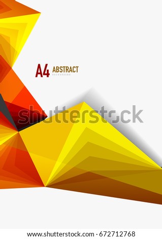 Vector low poly style 3d triangle line, a4 business or technology abstract template