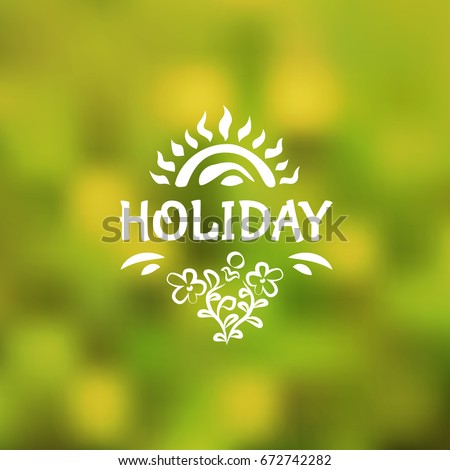 Blurred background with the image of the sun and ornamental shrubs with leaves and flowers
