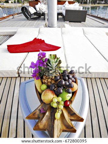 Fruit Plate on Sailboat Lounge