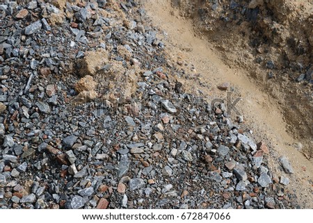 Stones and gravel in road construction