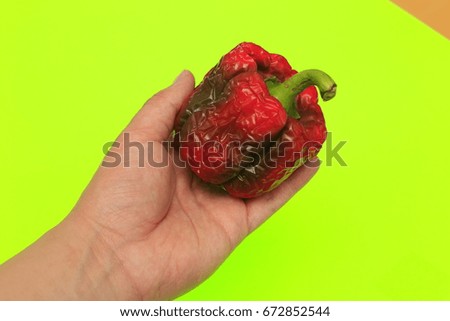 Pepper in the hands in  chroma key  vegetables
