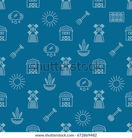 farm seamless pattern on a blue background