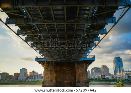 John A. Roebling Suspension Bridge at Cincinnati, Ohio.