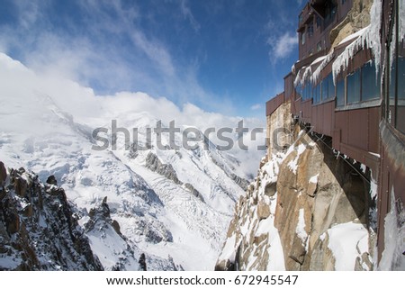 landscape at the aiguille du midi peak, Mont Blanc, France