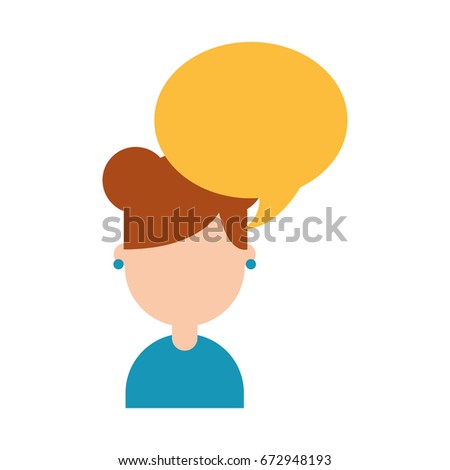 cute young girl with speech bubble avatar character
