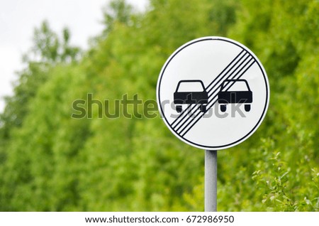 Traffic sign end of prohibition of overtaking in suburban highway