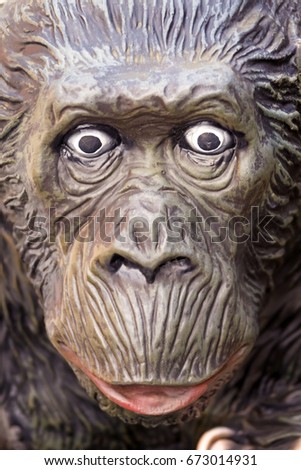 Fragment of ceramic sculpture of a gorilla