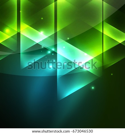Glowing geometric shapes in dark space background