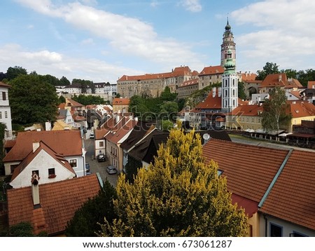Cesky Krumlov cityscape. Famous view.