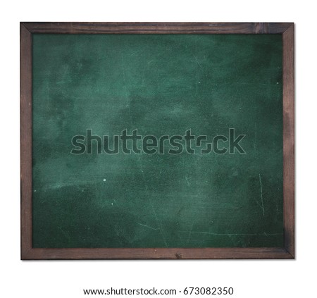 Teacher day concept: Green board and chalkboard isolated on white background.