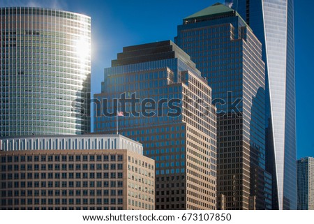 Manhattan skyscrapers in sunlight