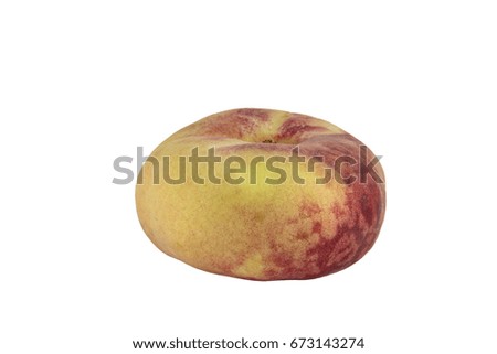 Peach Saturn isolated on white background photo. Beautiful picture, background, wallpaper 
