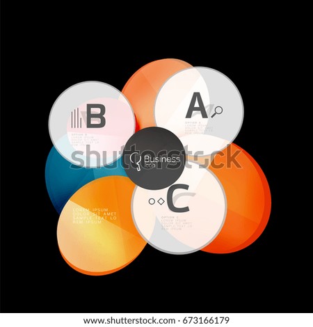 Glass circles on black, vector abstract background