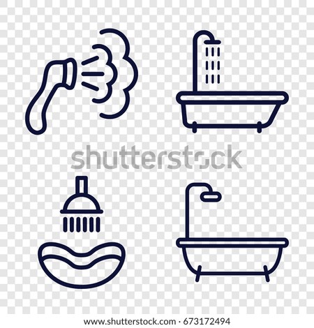 Showering icons set. set of 4 showering outline icons such as