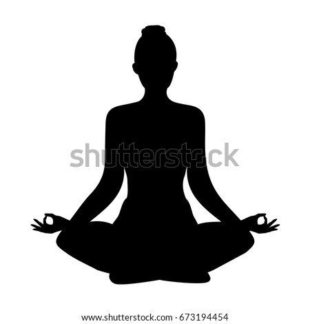 yoga. lotus position silhouette. vector shape Royalty-Free Stock Photo #673194454