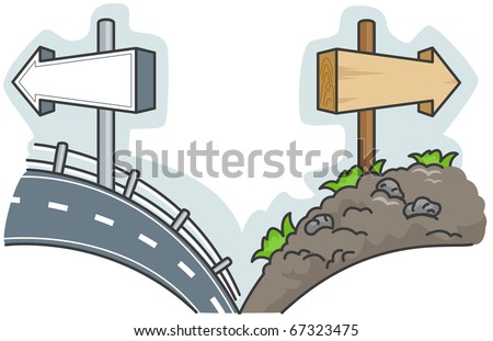 Illustration Offering a Choice Between a Smooth Road and a Rough One