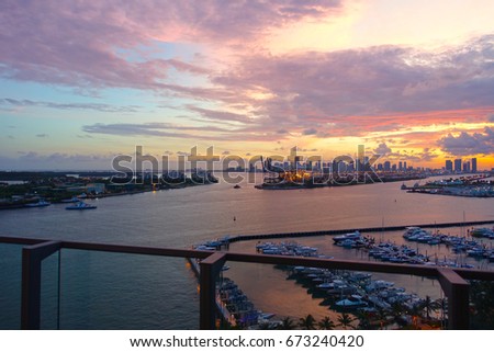 sunset from Apogee balcony in Miami Beach 