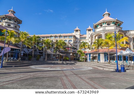 Port louis waterfront center capital of mauritius. Royalty-Free Stock Photo #673243969