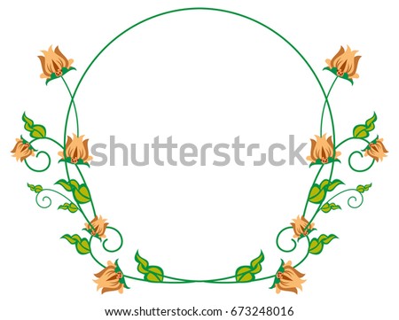 Decorative label with abstract flowers. Raster clip art.